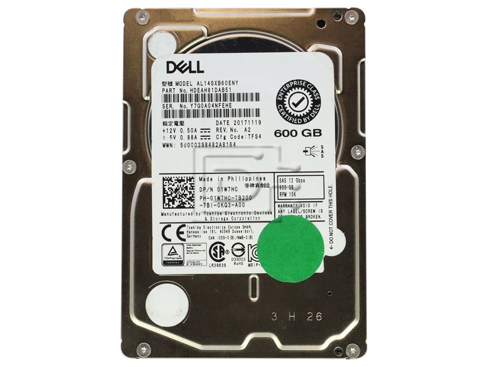 Dell 01W7HC 600GB SAS 12Gb/s 15K 2.5 Hard Drive - senza caddy